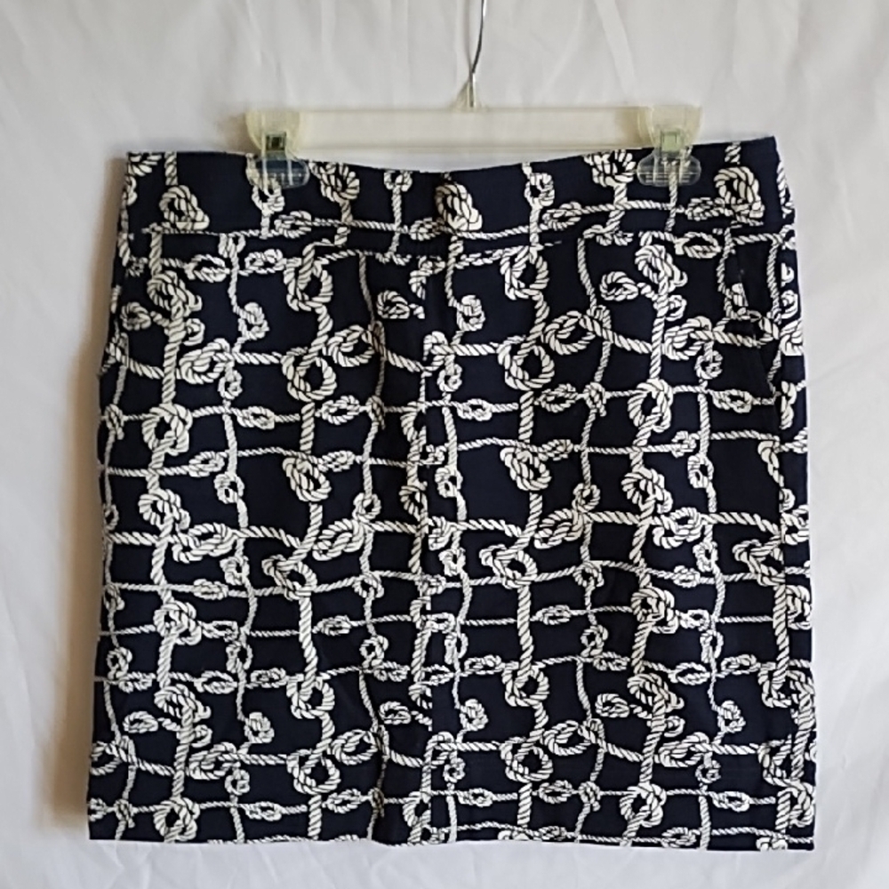 Talbots Navy and White Rope Print Mini Skirt